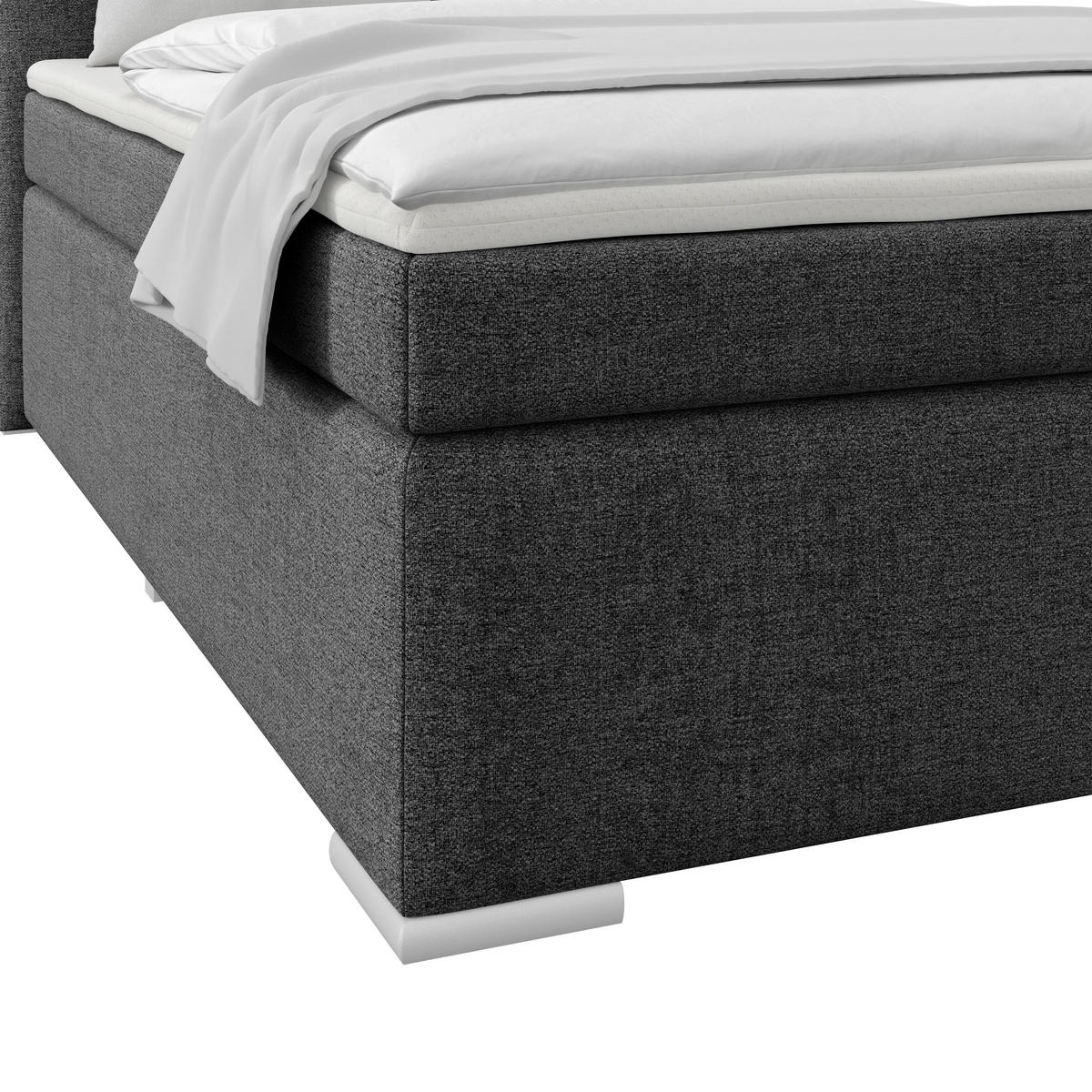 BOXSPRINGBETT 120/200 cm  in Graphitfarben  - Alufarben/Graphitfarben, Basics, Kunststoff/Textil (120/200cm) - Boxxx