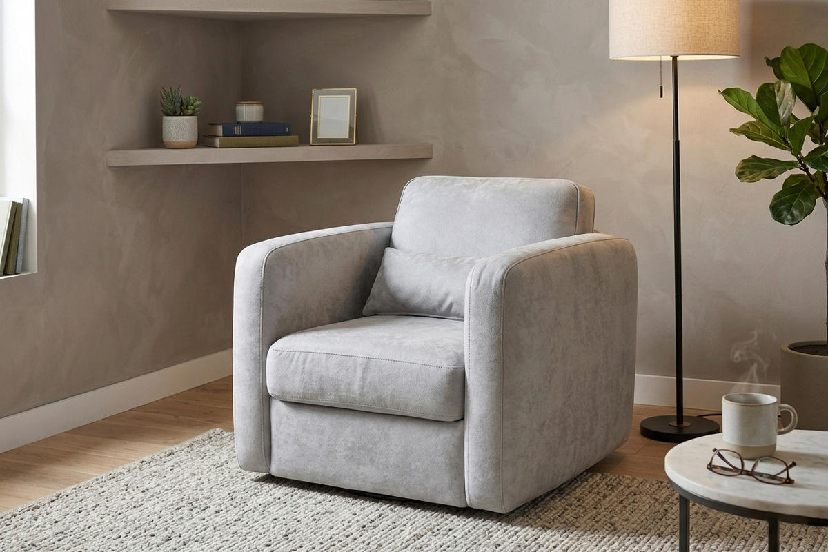 FOTELJA drvo, plastika, tekstil, drvni materijal  siva   - siva/crna, Moderno, drvni materijal/drvo (78/88/83cm) - Novel