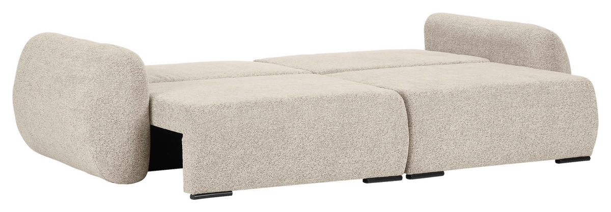 SCHLAFSOFA Flachgewebe Beige  inkl. Zierkissen, Rückenkissen, Bettkasten, Schlaffunktion, Rücken echt, Liegefläche im Originalstoff  - Beige/Schwarz, KONVENTIONELL, Kunststoff/Textil (250/74/92cm) - Carryhome
