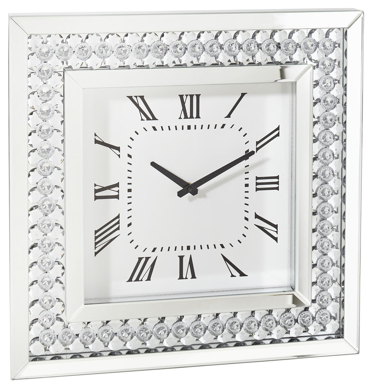 WANDUHR  Silberfarben, Weiß  - Silberfarben/Weiß, Design, Glas/Holzwerkstoff (50/50/5cm) - Xora