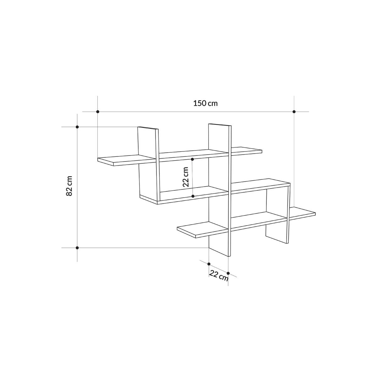 WANDREGAL 150/82/22 cm  - Anthrazit, Design, Holzwerkstoff (150/82/22cm) - Livetastic