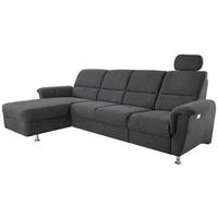 ECKSOFA Schwarz Mikrofaser  - Chromfarben/Schwarz, KONVENTIONELL, Textil/Metall (165/292cm) - Livetastic