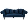 3-SITZER-SOFA in Velours Dunkelblau  - Schwarz/Dunkelblau, Design, Holz/Textil (242/91/104cm) - MID.YOU