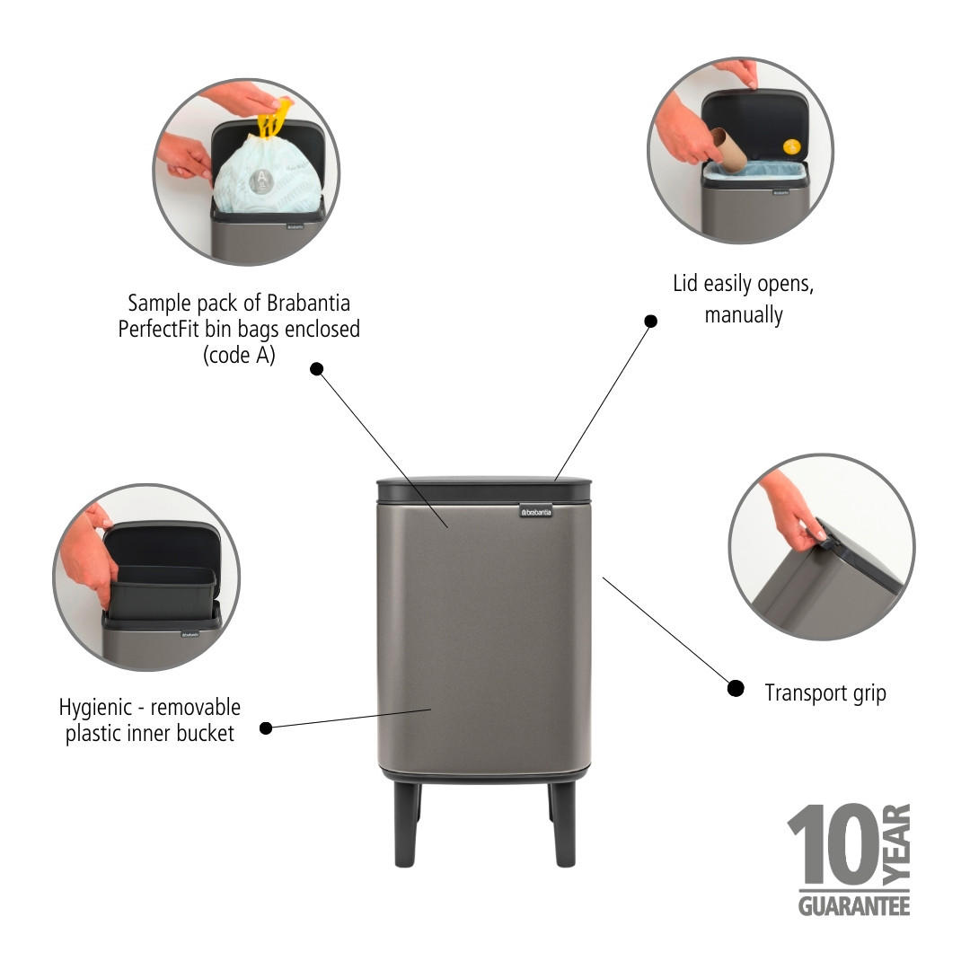 SZEMETESVÖDÖR 4 l  - fekete/platinaszürke, Design, műanyag/fém (4Ll) - Brabantia