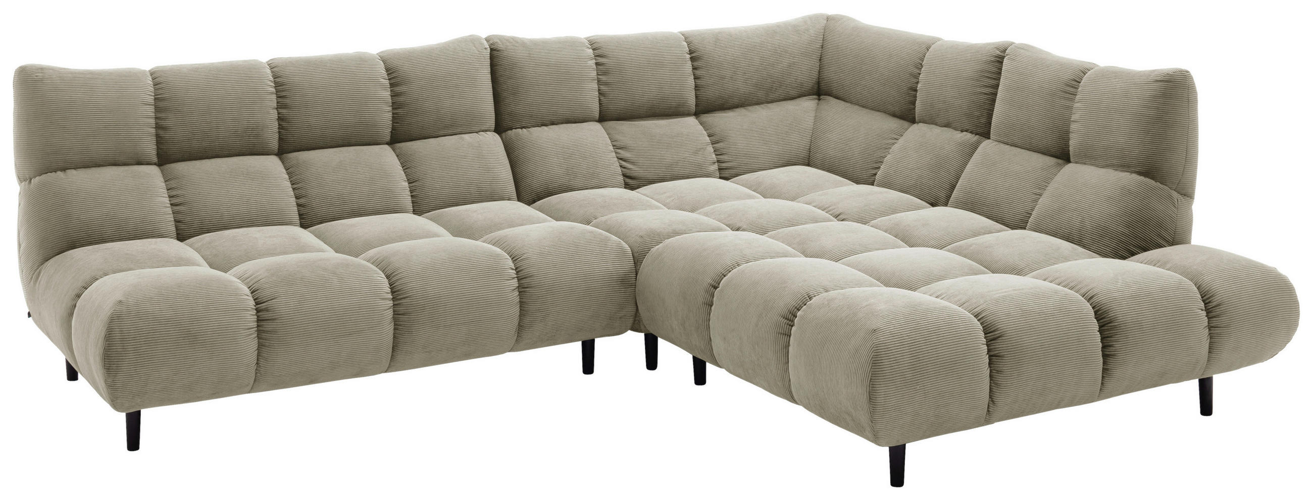 ECKSOFA Ottomane rechts, Eckteil  Sandfarben Feincord  - Sandfarben/Schwarz, Design, Holz/Textil (288/215cm) - Pure Home Lifestyle