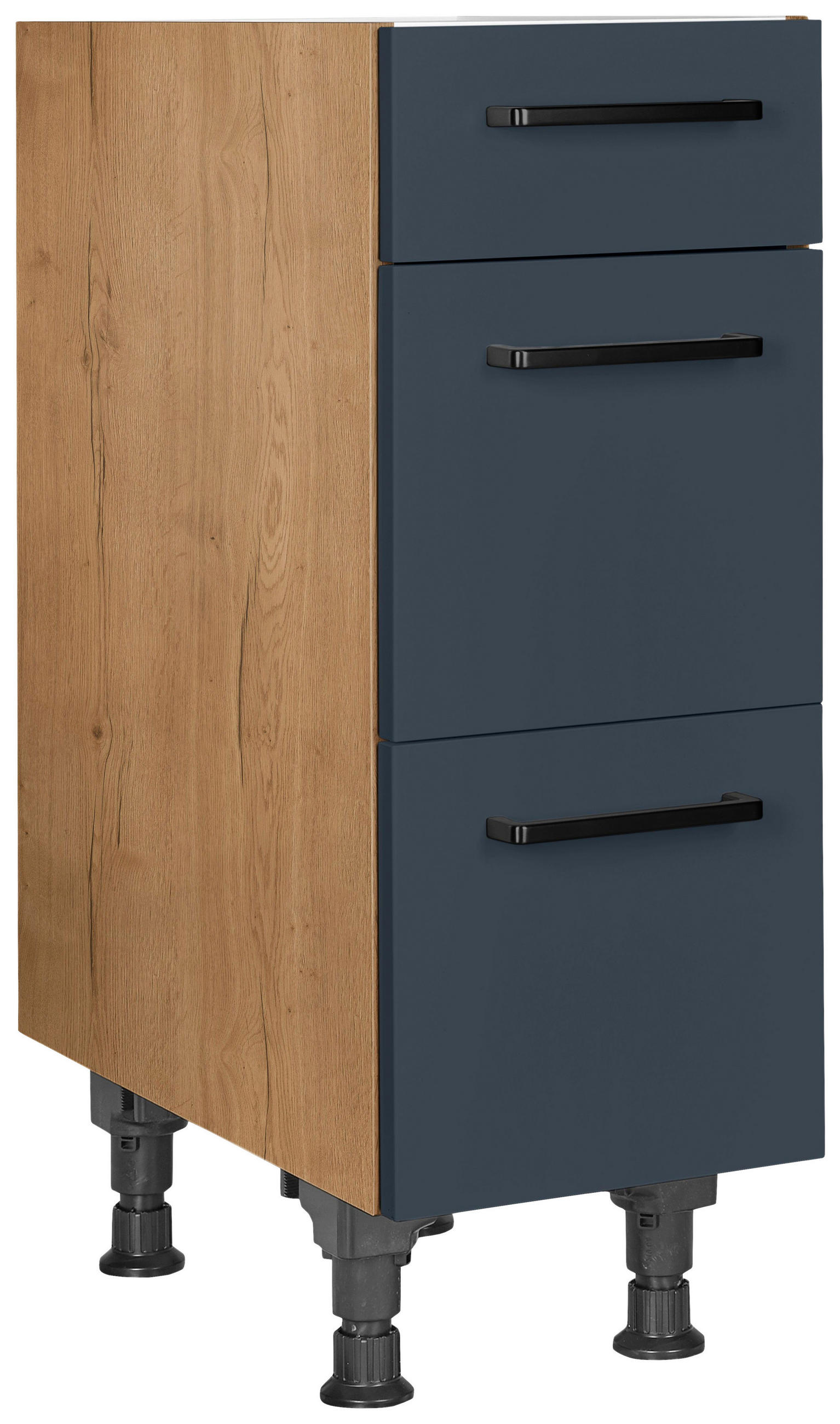 Nobilia Schubkastenunterschrank Easytouch Eiche, Blau 30x87x56 cm