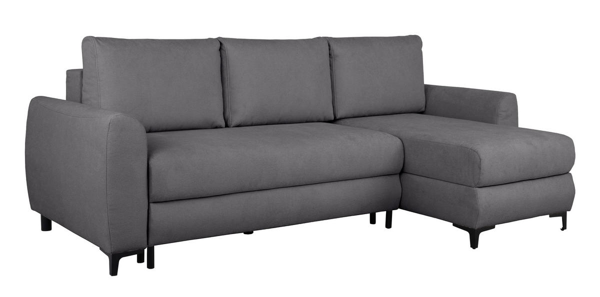 ECKSOFA Moli Dunkelgrau Mikrofaser  - Dunkelgrau/Schwarz, Design, Textil/Metall (236/148cm) - MID.YOU
