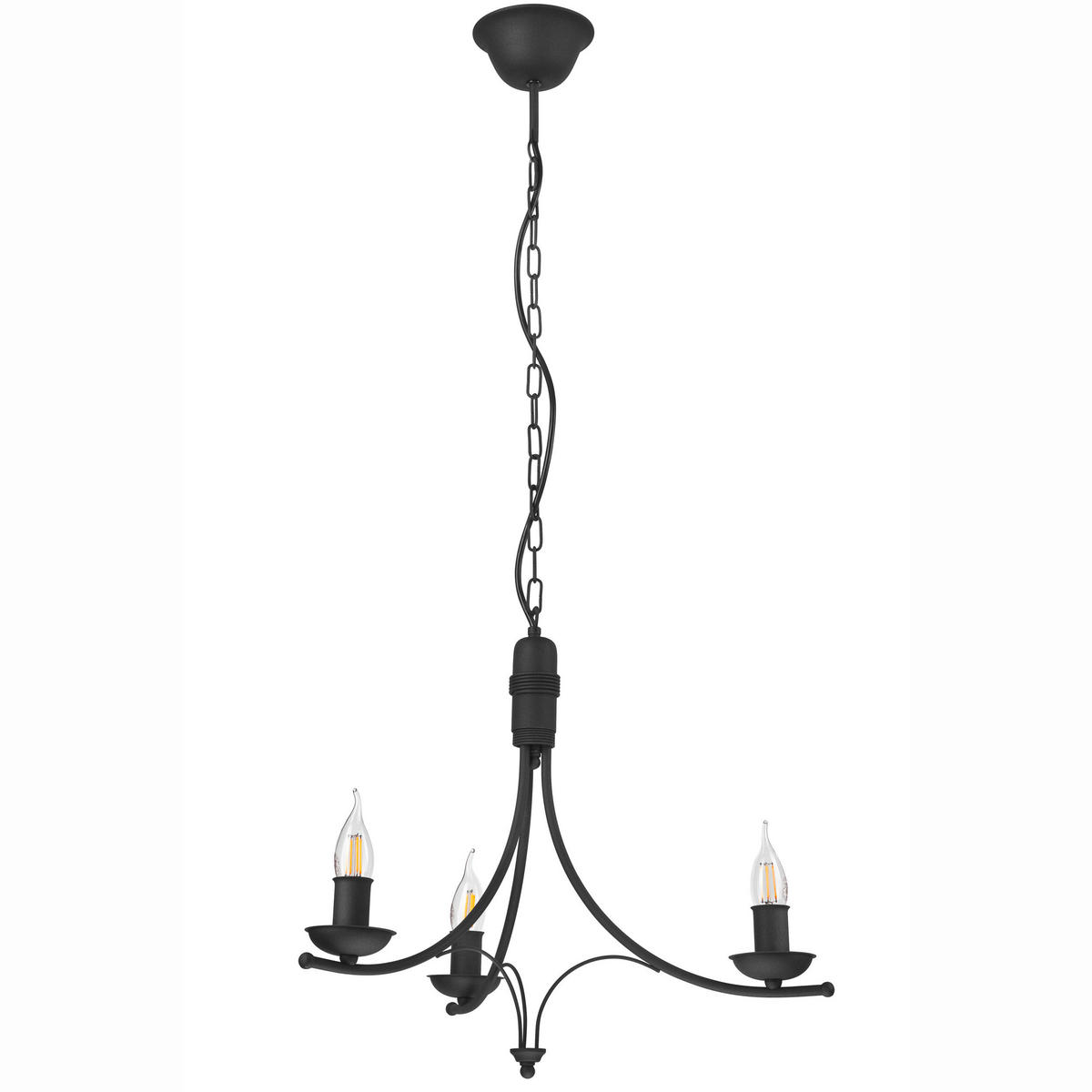 KRONLEUCHTER Lucy 58/100 cm   - Schwarz Hochglanz, KONVENTIONELL, Metall (58/100cm)