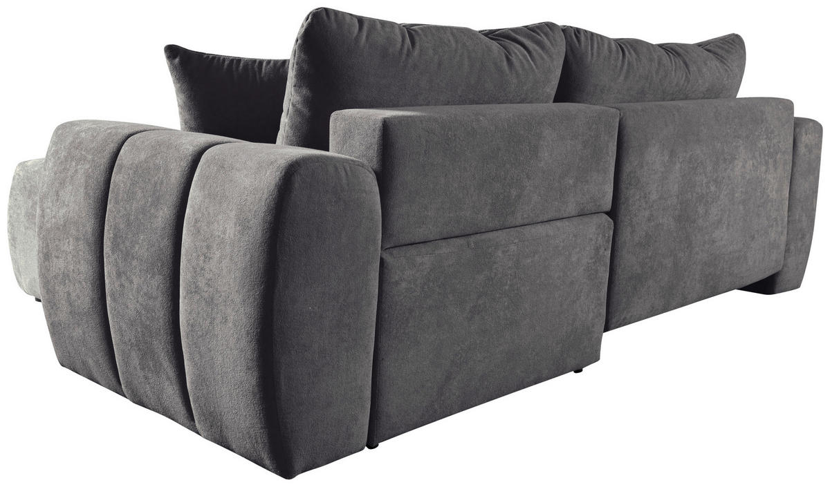 ECKSOFA FERANO Grau Velours  - Schwarz/Grau, Design, Kunststoff/Textil (253/172cm) - Livetastic