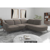 ECKSOFA Flachgewebe Schlammfarben  - Schlammfarben/Schwarz, Konventionell, Textil/Metall (300/267cm) - Sit & More