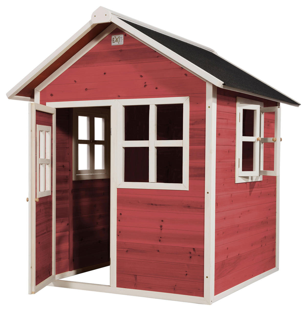 LEKHUS SPIELHAUS EXIT LOFT 100  - röd, Klassisk, trä (149/135/159cm) - EXIT Toys