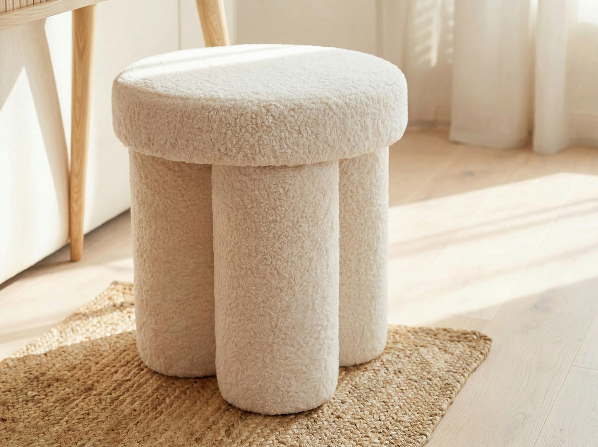 HOCKER Textil Creme  - Creme, Design, Textil (40/45/40cm) - Livetastic
