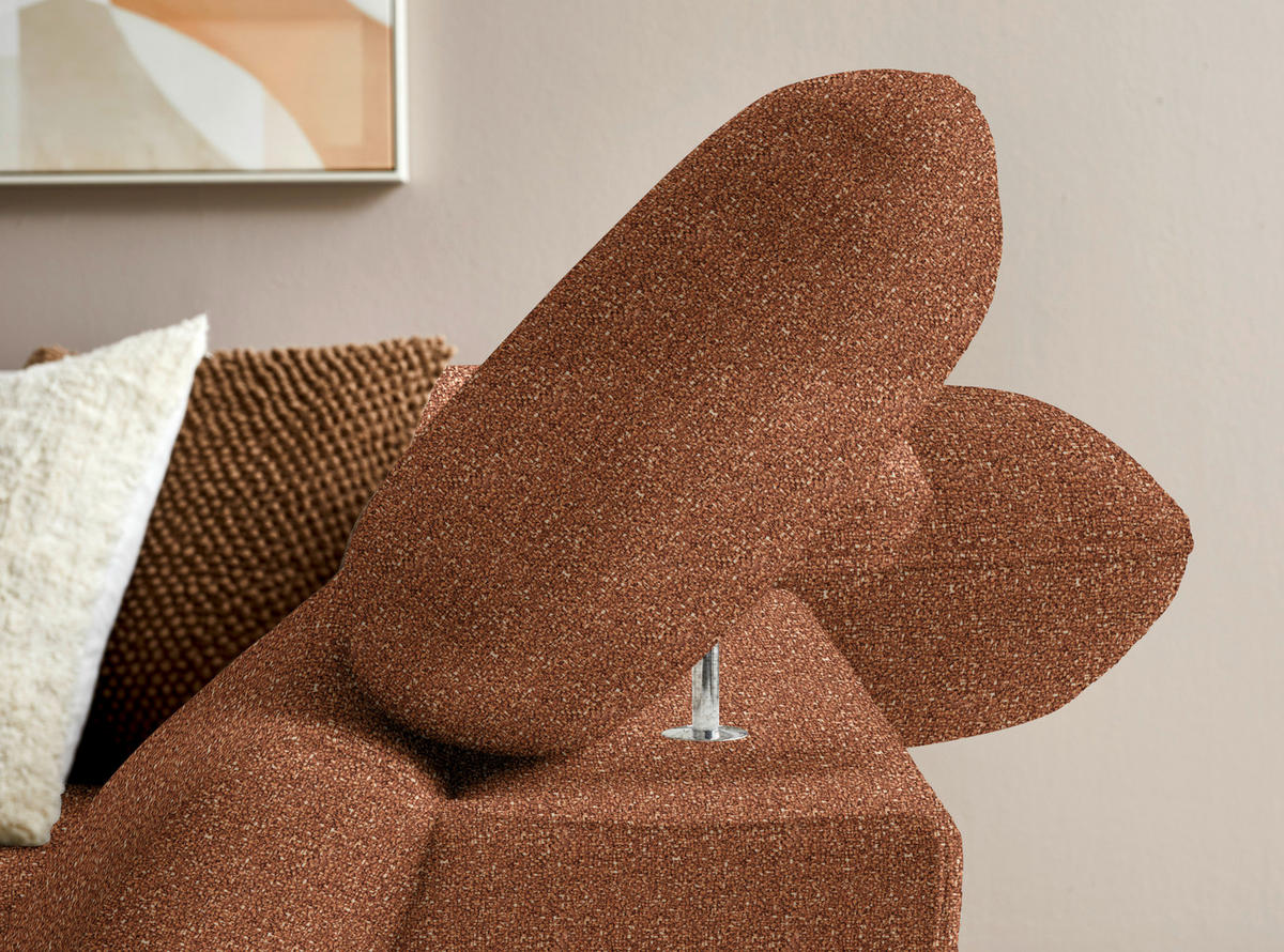 ECKSOFA in Bouclé Cognac  - Eichefarben/Cognac, Modern, Holz/Textil (287/212cm) - Valnatura