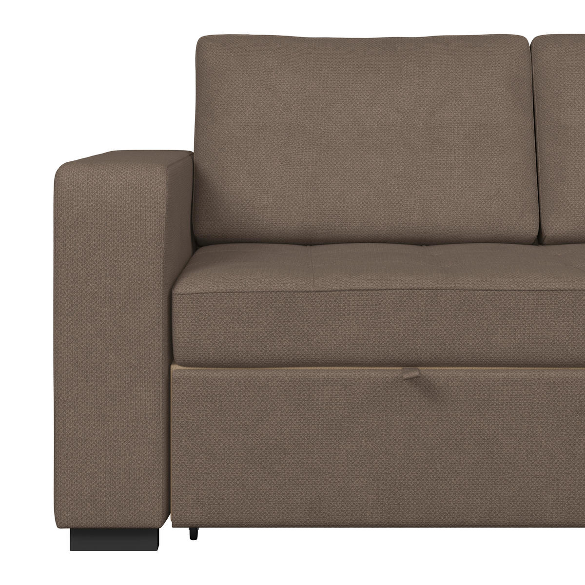 ECKSOFA TURIN Dunkelbraun Mikrofaser, Struktur Rückenkissen, Bettkasten  - Dunkelbraun/Schwarz, Trend, Textil/Metall (239/160cm) - MID.YOU