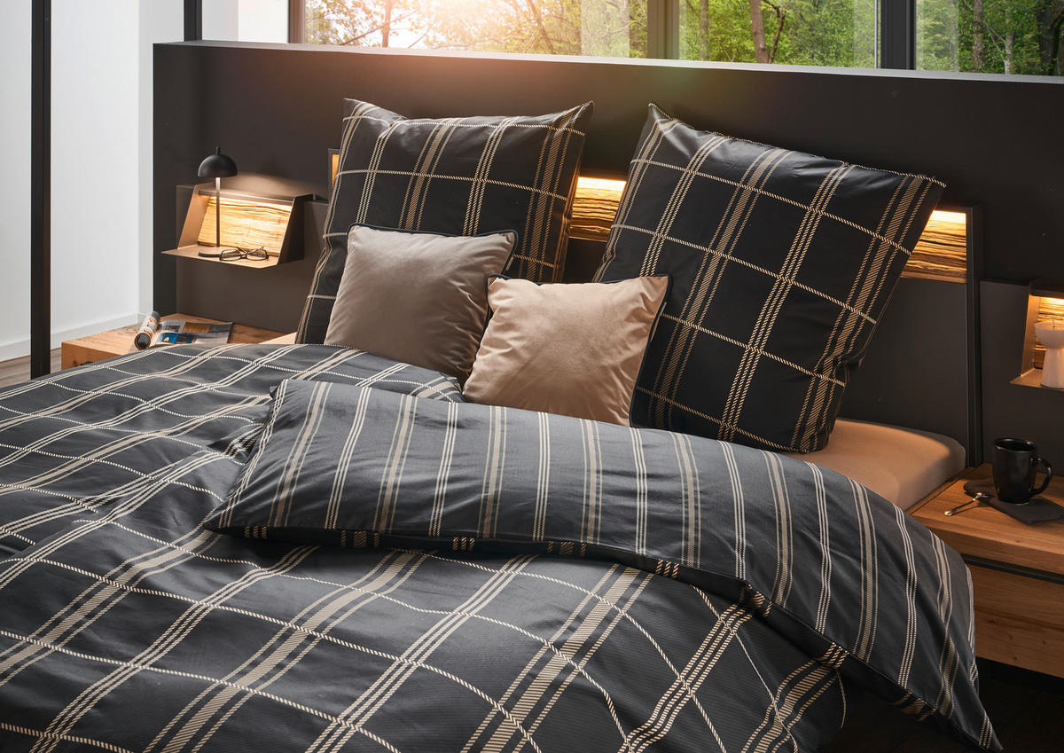 WENDEBETTWÄSCHE MR-Ease Satin 135/200 cm  - Beige/Schwarz, Basics, Textil (135/200cm) - Musterring