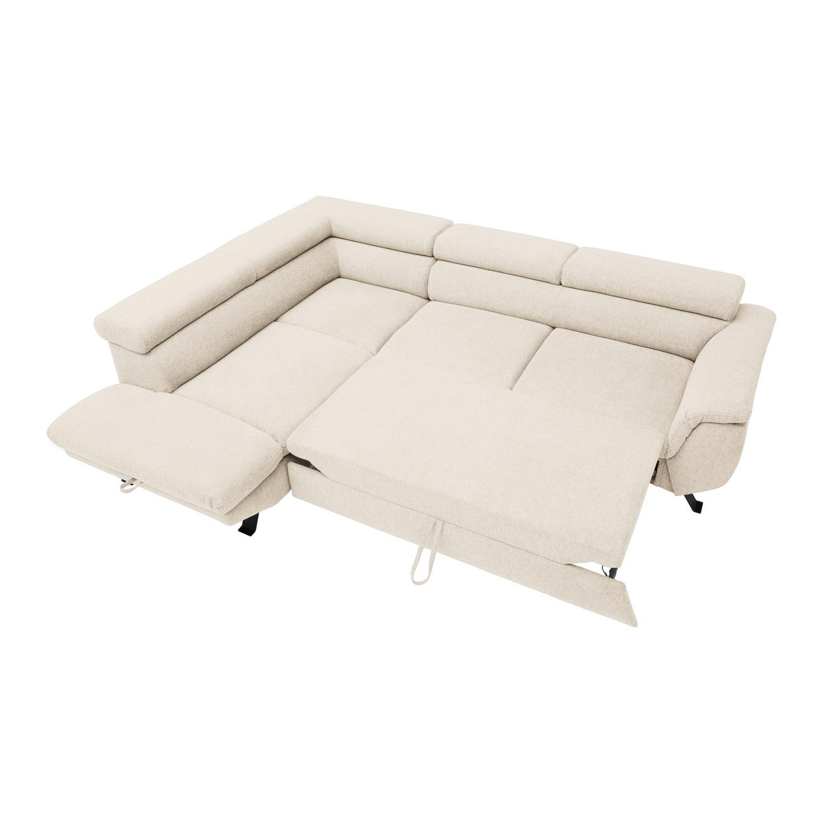 HÖRNSOFFA i vävt tyg beige  - beige/svart, Modern, metall/textil (198/257cm) - MID.YOU