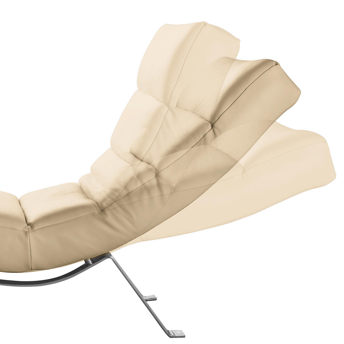 RELAXLIEGE Echtleder Beige  - Beige/Silberfarben, Design, Leder/Metall (65/65-95/171cm) - Livetastic
