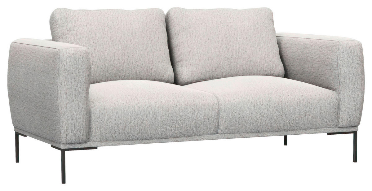 2,5-SITZER Flachgewebe, Webstoff Hellgrau  - Hellgrau/Schwarz, Design, Textil/Metall (180/80,5/87cm) - Livetastic