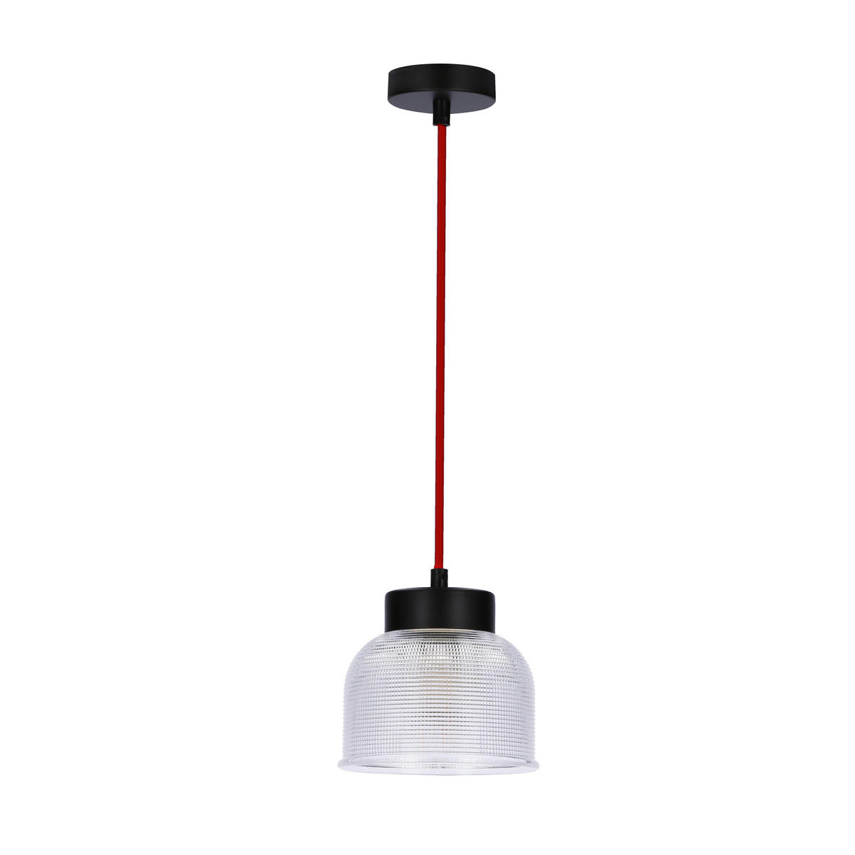 PENDELLEUCHTE 14.5/14.5/90 cm  - Transparent/Rot, Trend, Glas/Metall (14.5/14.5/90cm)