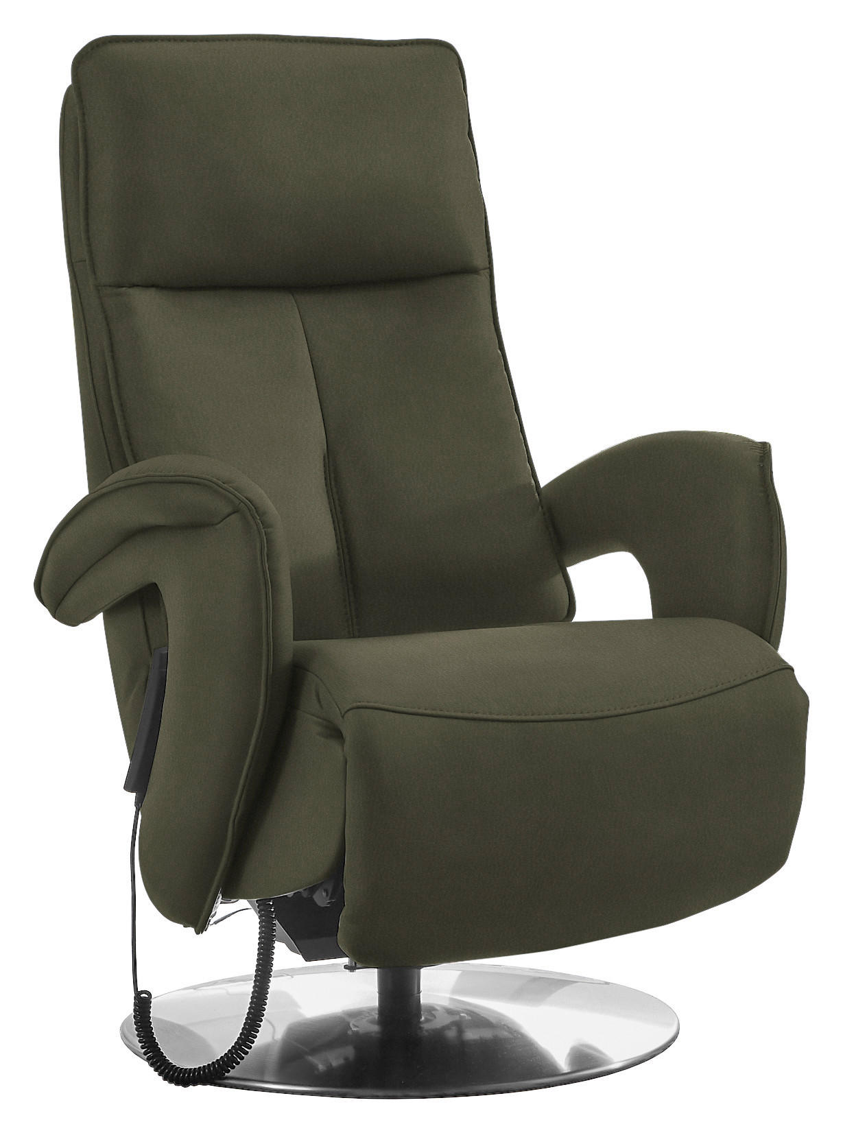 RELAXSESSEL in Leder Grün  - Chromfarben/Grün, Design, Leder/Metall (77/110/87cm) - Valdera