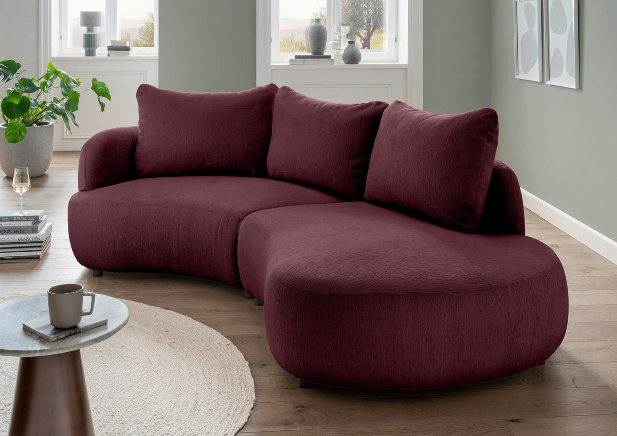 ECKSOFA in Mikrofaser Bordeaux  - Bordeaux/Schwarz, Modern, Kunststoff/Textil (139/250cm) - Livetastic