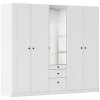 DREHTÜRENSCHRANK 226/197/54 cm,  in Weiß, 5-türig  - Schwarz/Weiß, KONVENTIONELL, Glas/Holzwerkstoff (226/197/54cm) - home24