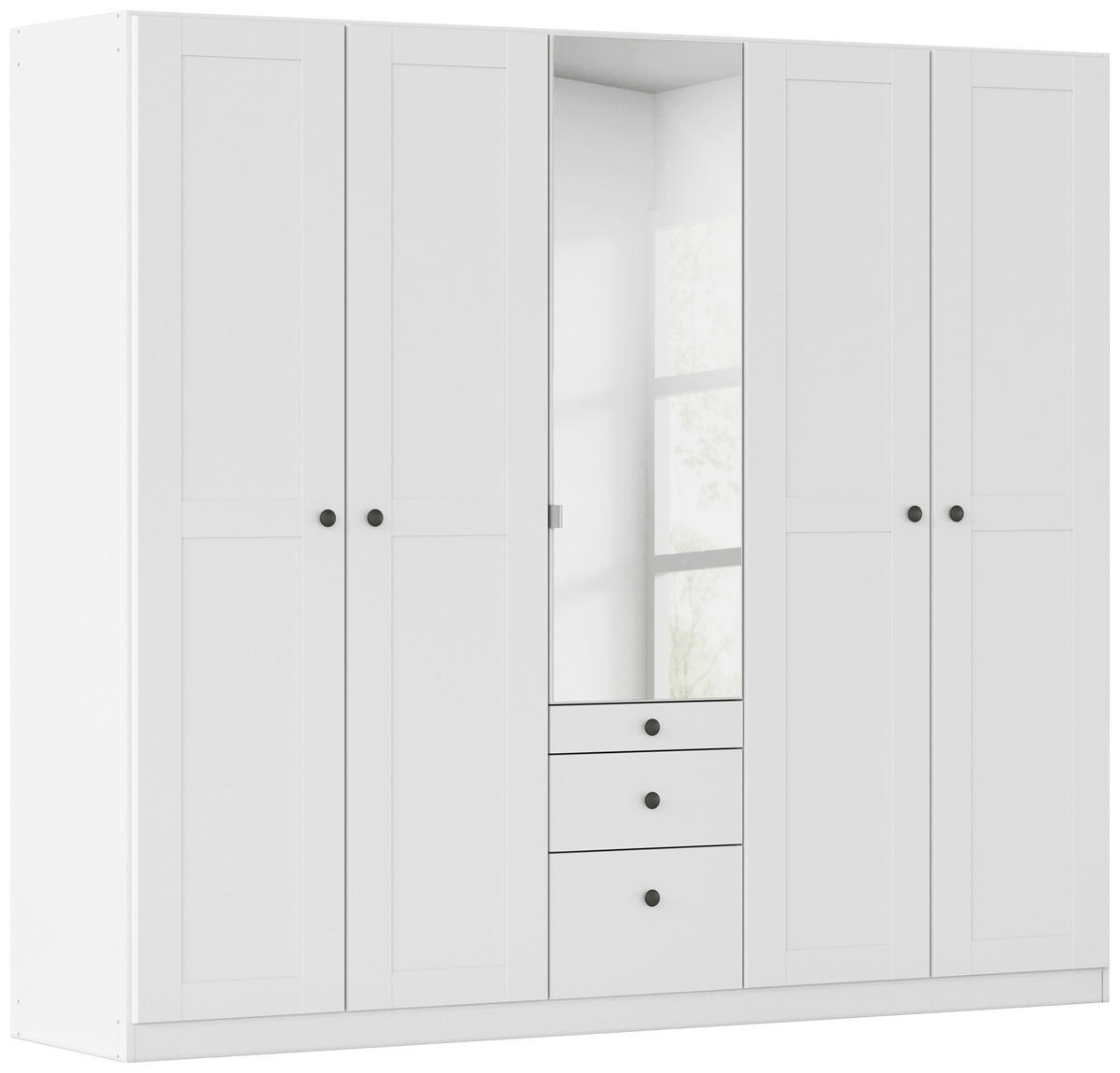 DREHTÜRENSCHRANK 226/197/54 cm,  in Weiß, 5-türig  - Schwarz/Weiß, KONVENTIONELL, Glas/Holzwerkstoff (226/197/54cm) - home24