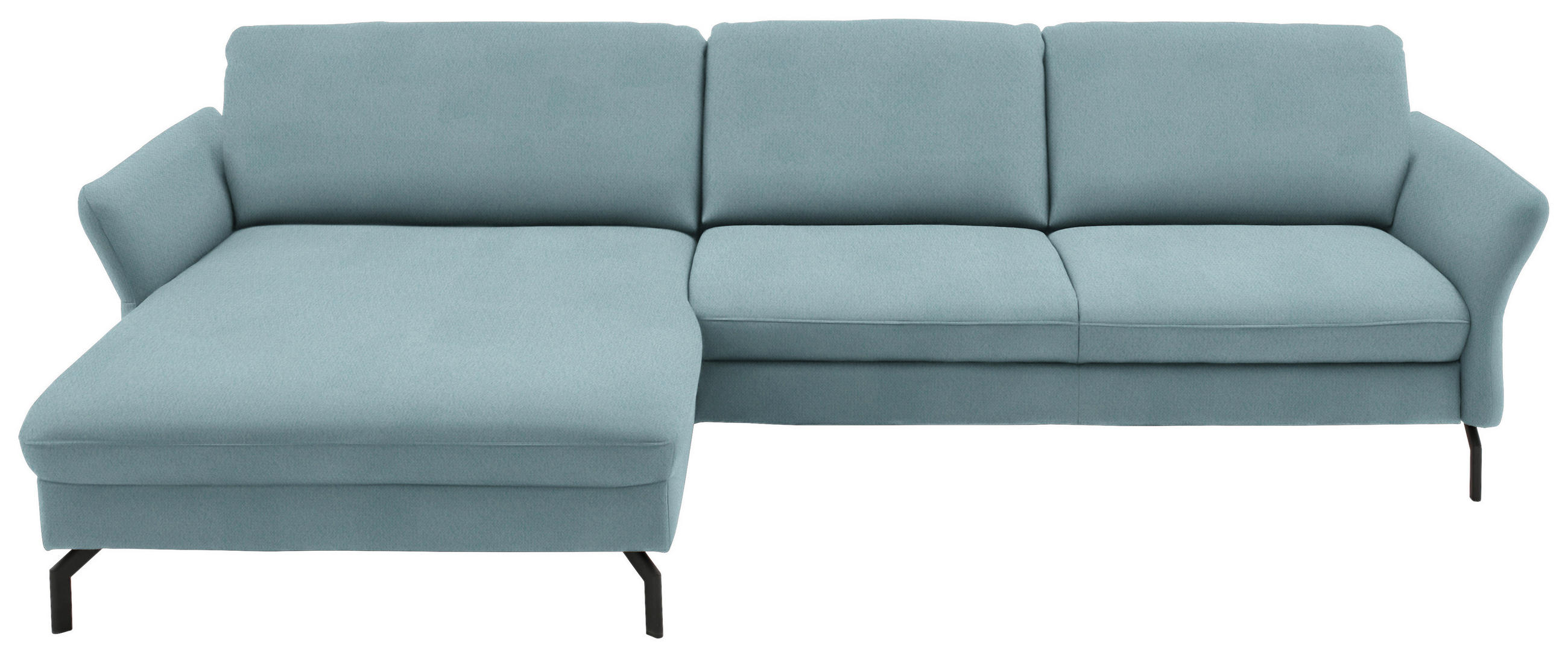 ECKSOFA in Velours Hellblau  - Schwarz/Hellblau, Design, Textil/Metall (179/306cm) - Beldomo System