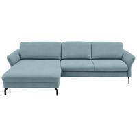 ECKSOFA in Velours Hellblau  - Schwarz/Hellblau, Design, Textil/Metall (179/306cm) - Beldomo System