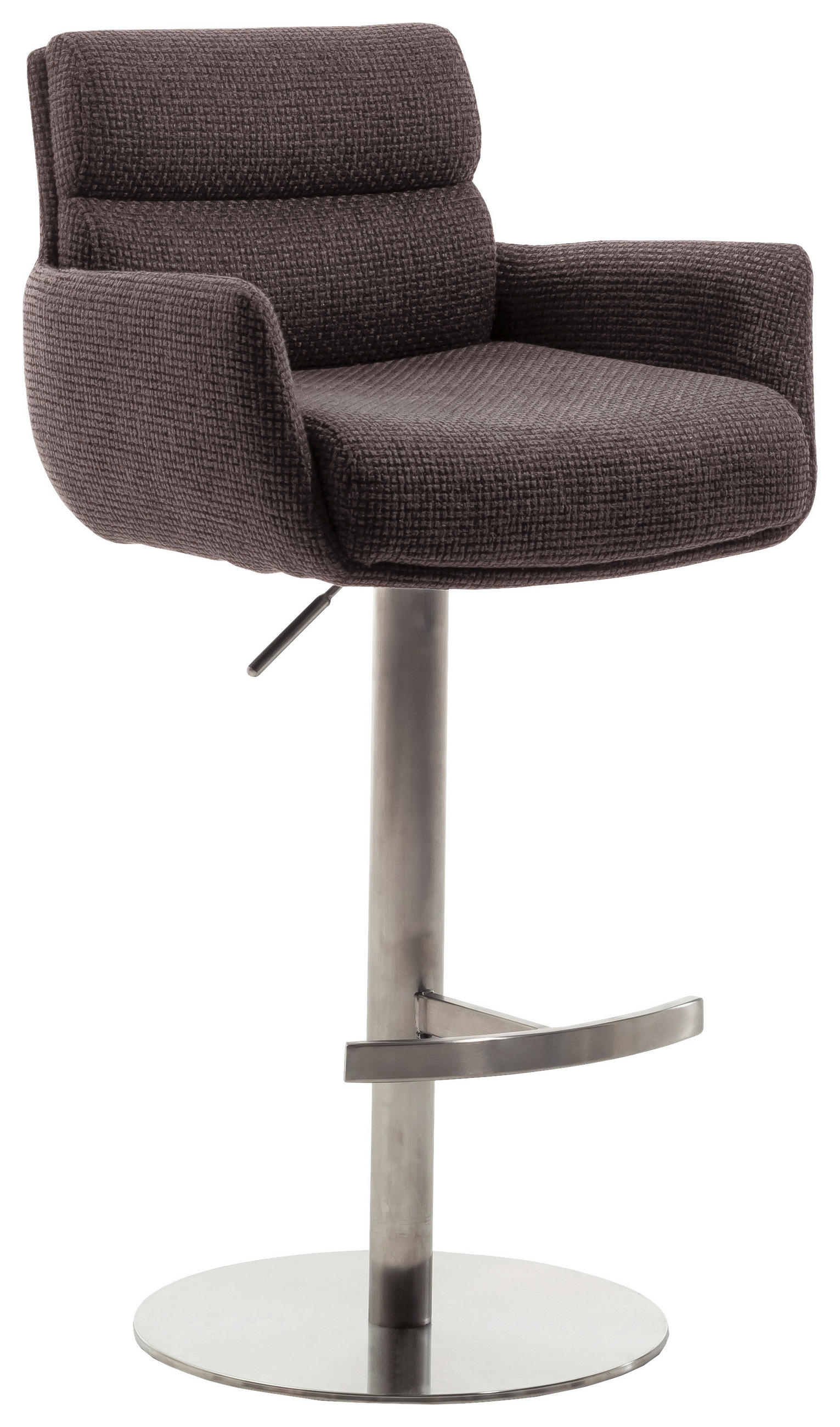 BARHOCKER in Metall, Textil Edelstahlfarben, Cappuccino  - Edelstahlfarben/Cappuccino, Design, Textil/Metall (54/84/52cm) - Dieter Knoll