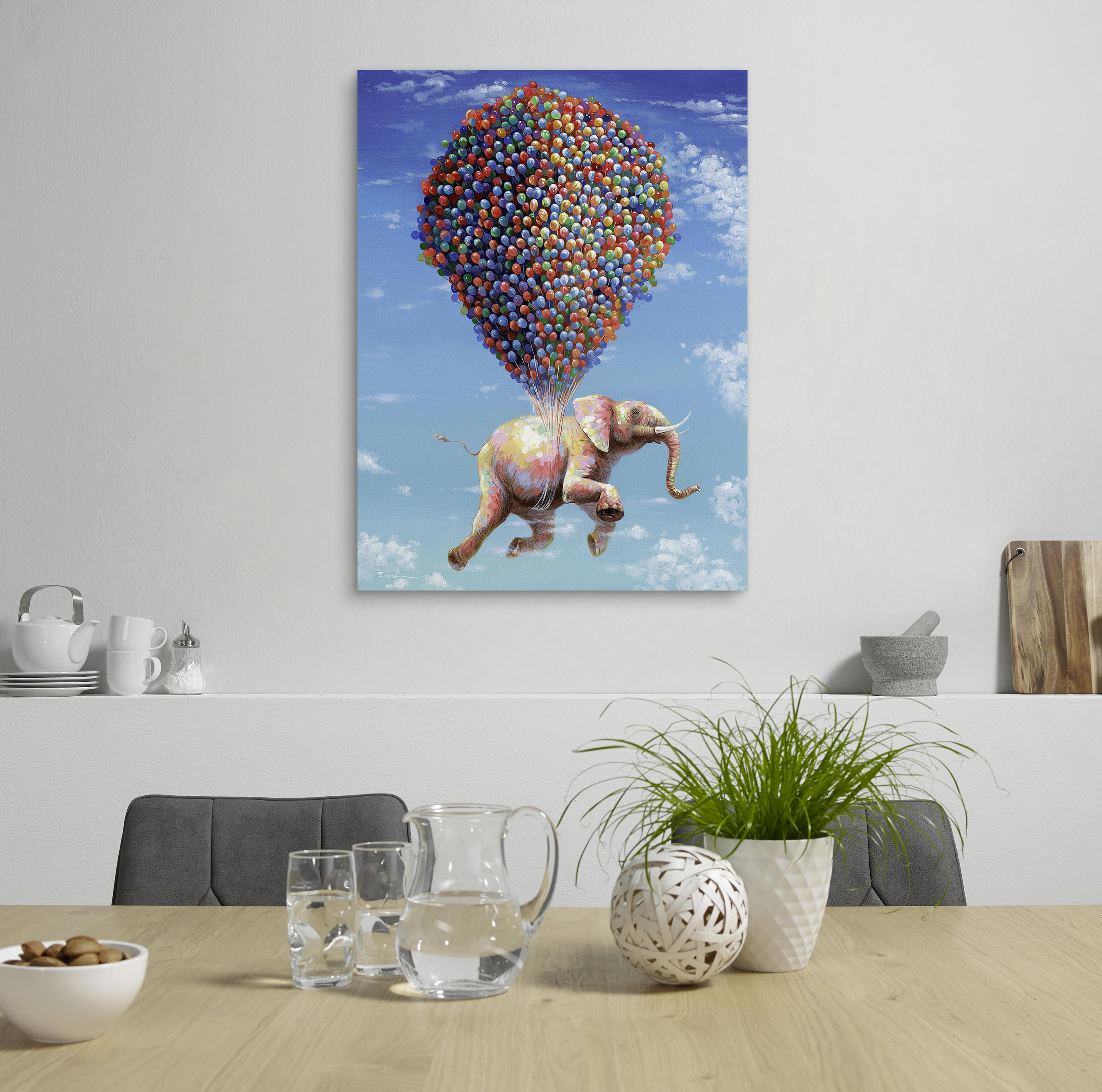UMETNIŠKI POTISK  90/120 cm   - večbarvno, Trend, tekstil/les (90/120cm) - Monee