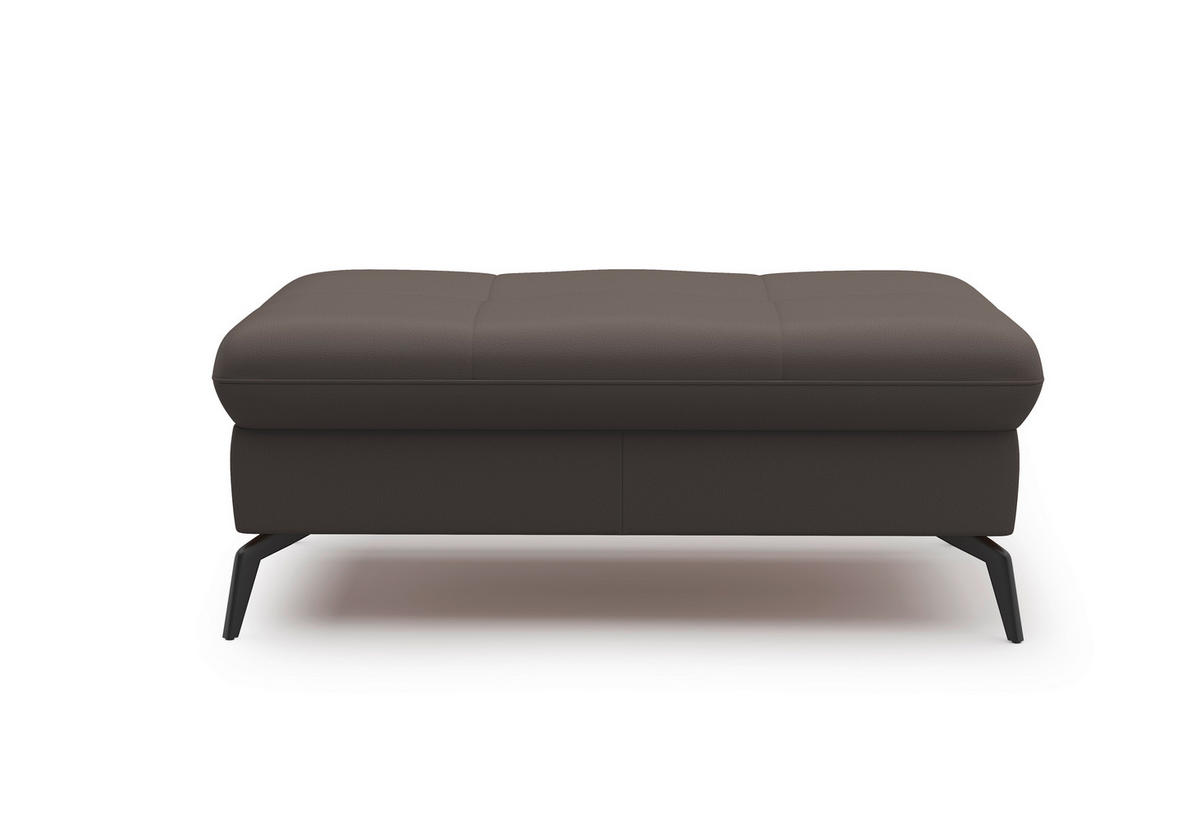 HOCKER Echtleder Mokka  - Schwarz/Mokka, KONVENTIONELL, Leder/Metall (102/47/69cm) - Sit & More