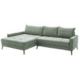 ECKSOFA  in Cord Pastellgrün  173/280 cm  - Pastellgrün/Schwarz, KONVENTIONELL, Textil/Metall (173/280cm) - Hom`in