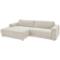 ECKSOFA inkl. Relaxfunktion Naturfarben Cord  - Schwarz/Naturfarben, Design, Kunststoff/Textil (168/296cm) - Pure Home Lifestyle