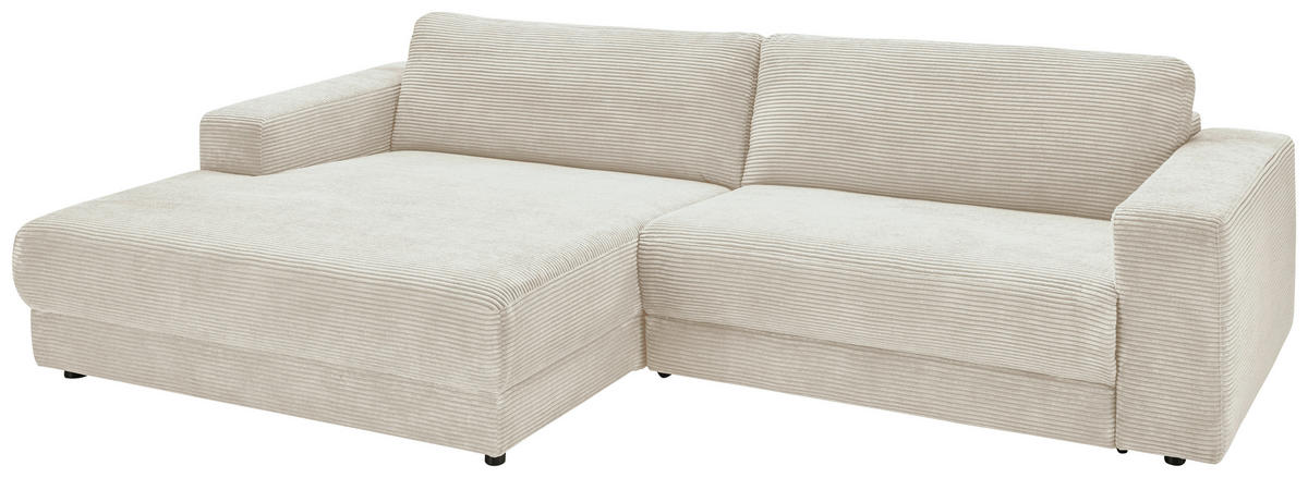 ECKSOFA inkl. Relaxfunktion Naturfarben Cord  - Schwarz/Naturfarben, Design, Kunststoff/Textil (168/296cm) - Pure Home Lifestyle