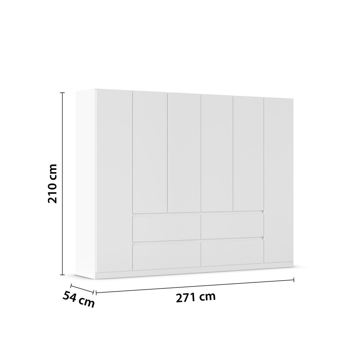 DREHTÜRENSCHRANK 6-türig Weiß  - Weiß, Basics, Holzwerkstoff (271/210cm) - Rauch Möbel