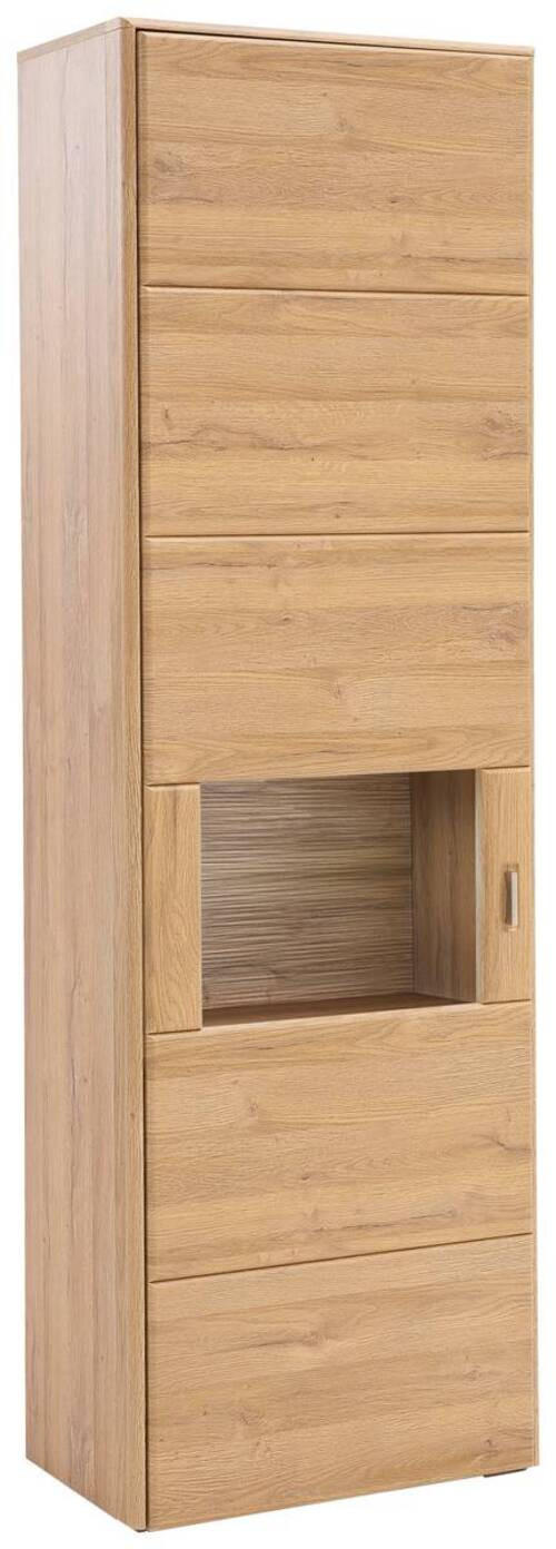 VITRINE  in Eichefarben - Eichefarben/Silberfarben, KONVENTIONELL, Glas/Holzwerkstoff (63/208/39cm) - Cantus