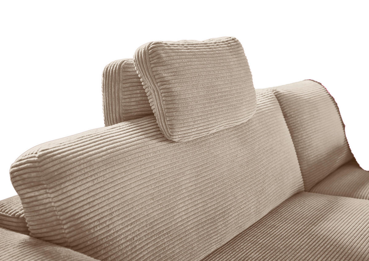 ECKSOFA in Cord Taupe  296/168 cm  - Taupe/Schwarz, Design, Kunststoff/Textil (296/168cm) - Pure Home Lifestyle