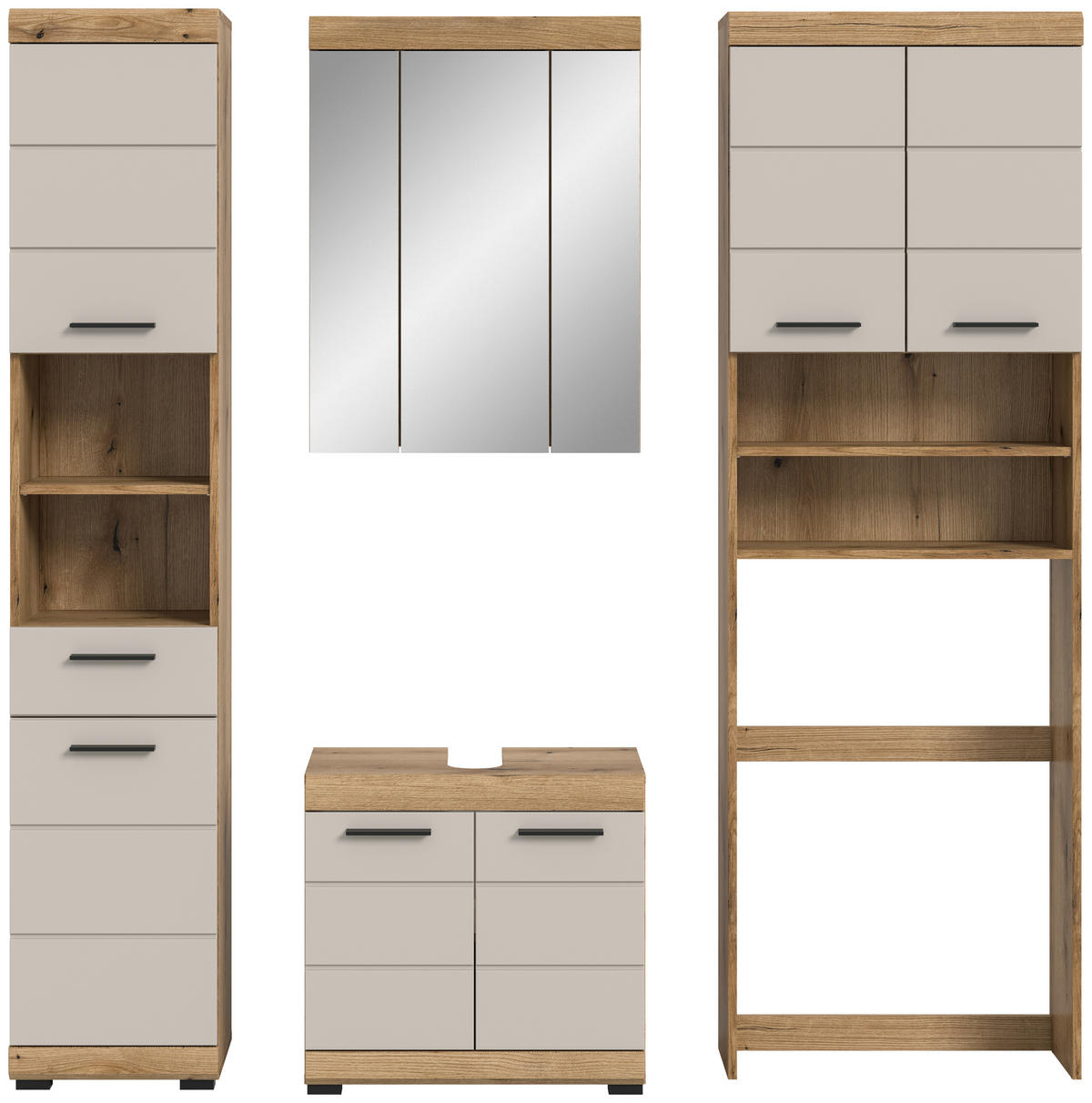 BADEZIMMER 4-teilig  in 160 cm  - Kaschmir/Schwarz, MODERN, Holzwerkstoff/Kunststoff (160cm) - MID.YOU