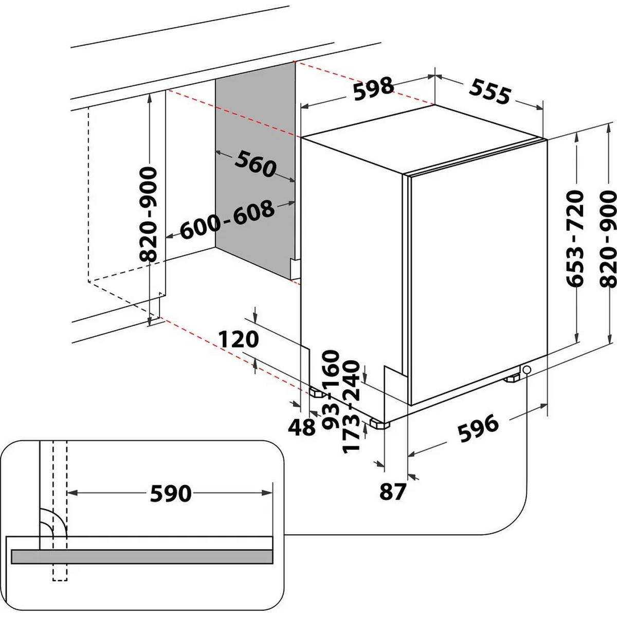 GESCHIRRSPÜLER BCIO3T133PFETC  - Schwarz, Basics, Metall (59,8/82/55,5cm) - Bauknecht