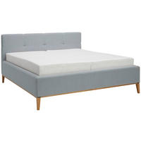 POLSTERBETT gepolstertes Kopfteil 180/200 cm  in Hellblau  - Eichefarben/Hellblau, KONVENTIONELL, Holz/Textil (180/200cm) - Moderano