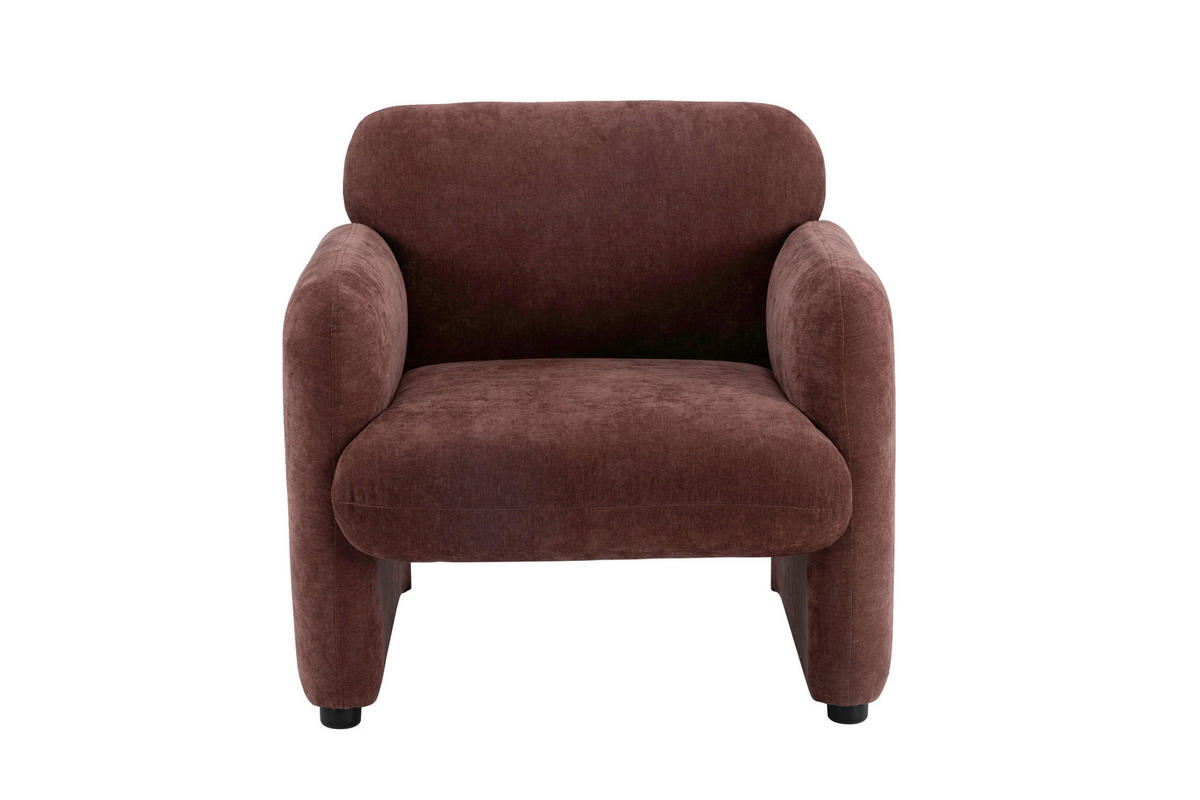 SESSEL in Samt Dunkelrot  - Schwarz/Dunkelrot, Design, Kunststoff/Textil (83/83/76cm) - MID.YOU