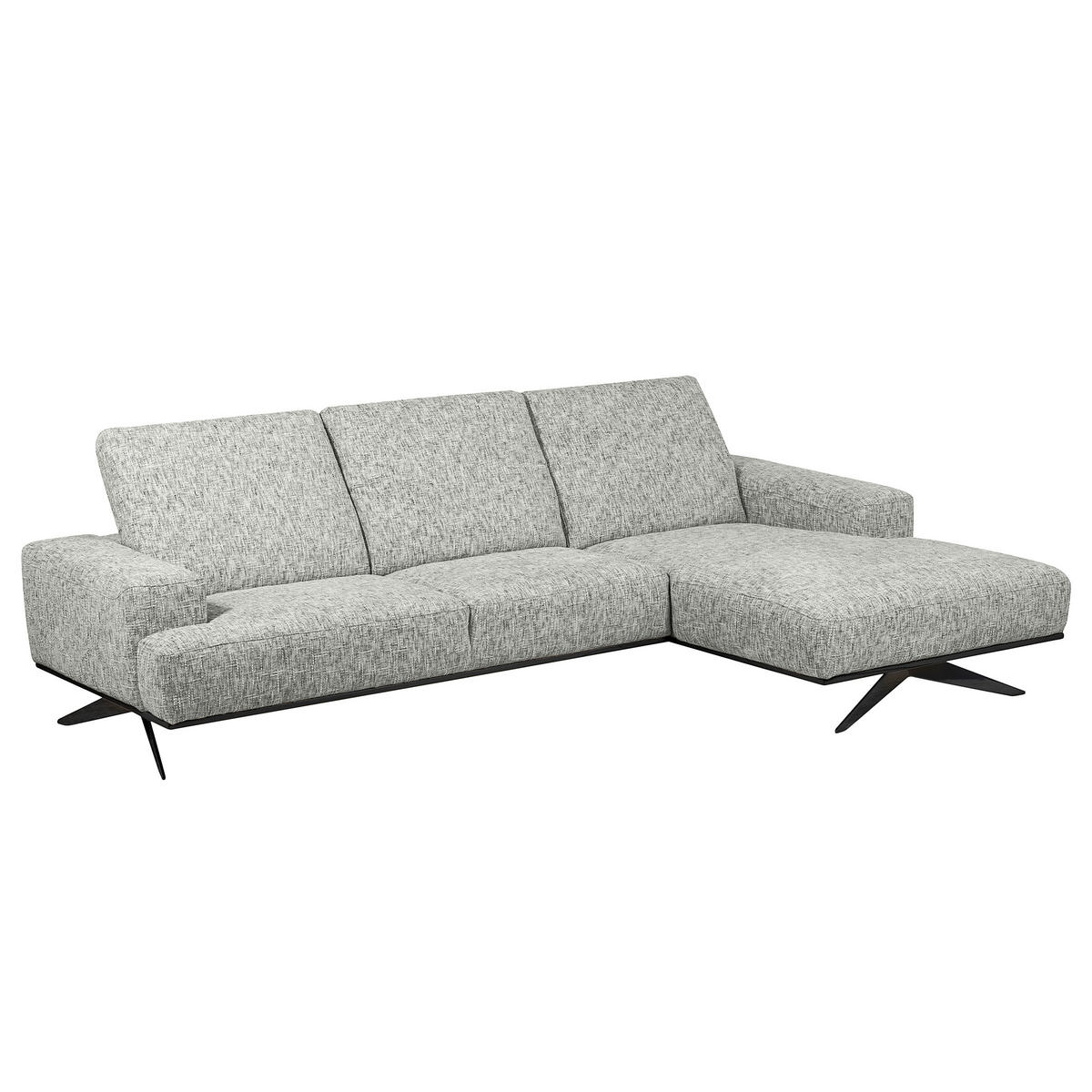 ECKSOFA PORTLAND in Struktur Grau Kopfteilverstellung  295/187 cm  - Schwarz/Grau, Design, Holz/Textil (295/187cm) - Livetastic