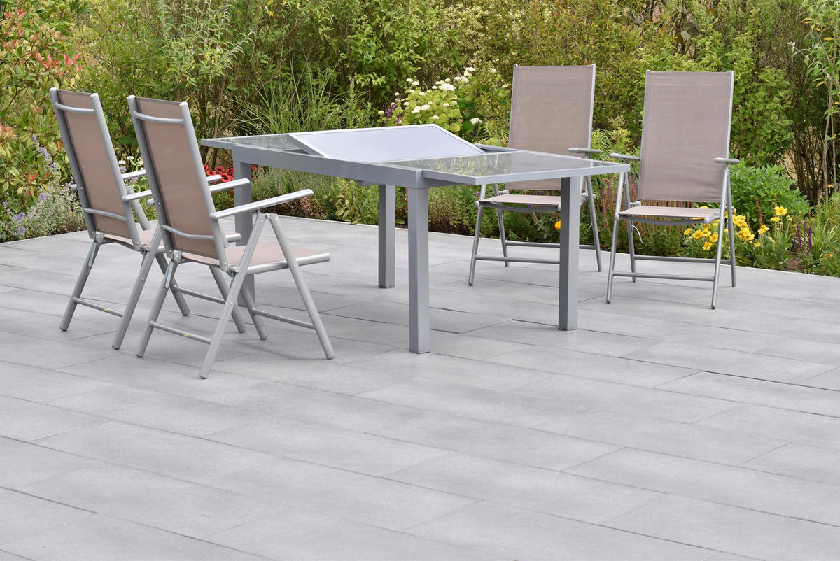 GARTENSET Aluminium  - Taupe/Silberfarben, MODERN, Textil/Metall - Gardenson