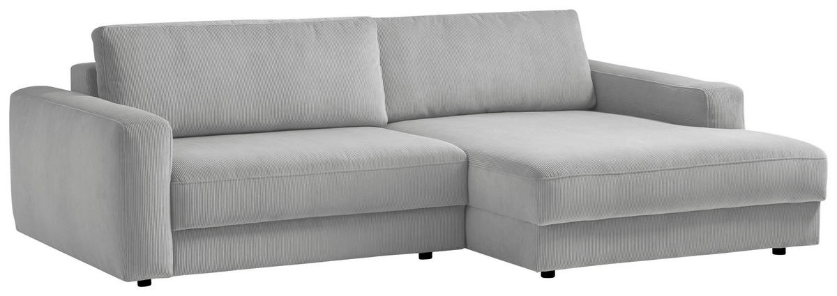 ECKSOFA BOURBON Grau Cord  - Schwarz/Grau, MODERN, Textil (250/176cm) - Trendmanufaktur