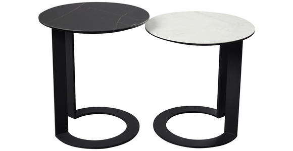 BEISTELLTISCH in Metall, Glas, Keramik 48/48/55 cm  - Schwarz, Design, Glas/Keramik (48/48/55cm) - Dieter Knoll