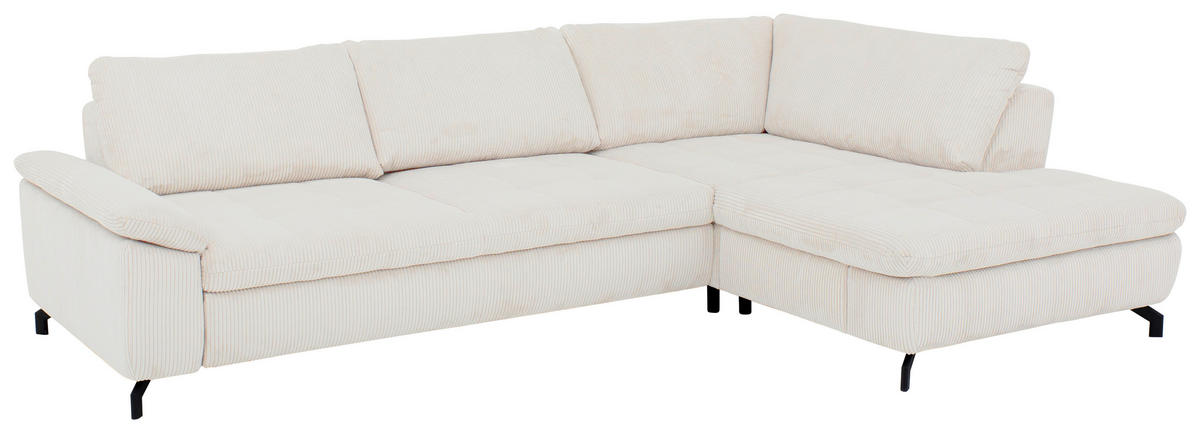 ECKSOFA in Cord, Velours Beige  - Beige/Schwarz, Design, Textil/Metall (291/197cm) - Beldomo Style