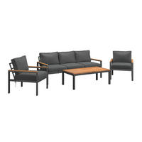 LOUNGEGARNITUR   191/72/75 cm Akazie vollmassiv Aluminium  - Schwarz/Akaziefarben, MODERN, Holz/Textil (191/72/75cm) - Ambia Garden