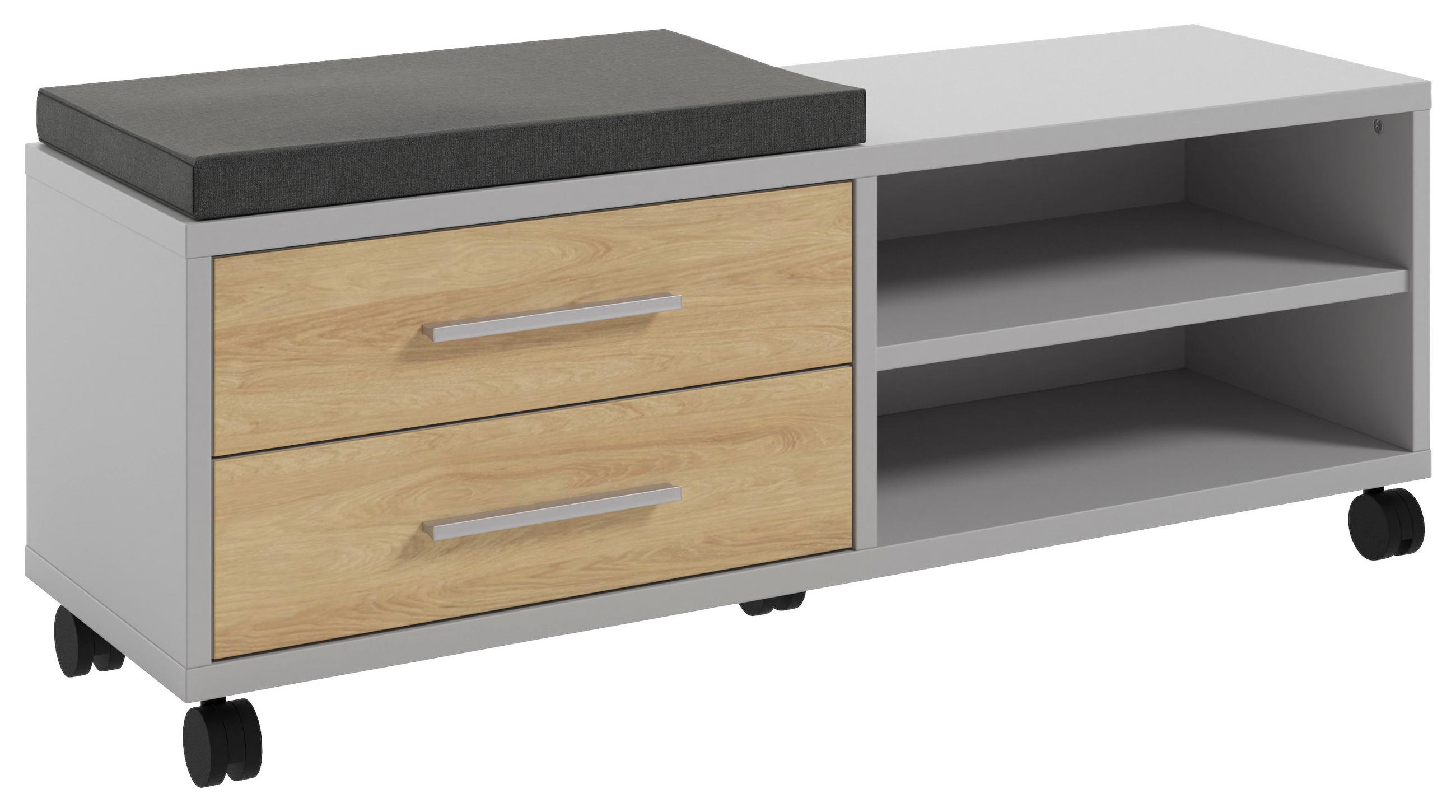 ROLLCONTAINER Hellgrau, Hickory  - Hellgrau/Alufarben, MODERN, Holzwerkstoff/Metall (133/52,3/40cm)