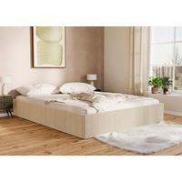 POLSTERBETT Bettkasten, Lattenrost 160/200 cm  in Creme  - Creme/Schwarz, Design, Holz/Textil (160/200cm) - Boxxx